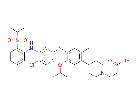 3-(4-(4-((5-chloro-4-((2-(isopropylsulfonyl)phenyl)-amino)pyrimidin-2-yl)amino)-5-isopropoxy-2-methylphenyl)-piperidin-1-yl)propanoic acid