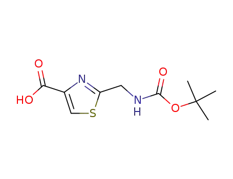 Molecular Structure of 71904-80-8 (2-[[(TERT-BUTOXYCARBONYL)AMINO]METHYL]THIAZOLE-4-CARBOXYLIC ACID)