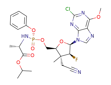 (+)-isopropyl ((S)-(((2S,3R,4S,5R)-5-(2-chloro-6-methoxy-9H-purin-9-yl)-3-(cyanomethyl)-4-fluoro-3-methyltetrahydrofuran-2-yl)methoxy)(phenoxy)phosphoryl)-L-alaninate