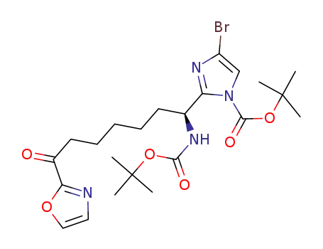 (S)-tert-butyl 4-bromo-2-(1-((tert-butoxycarbonyl)amino)-7-(oxazol-2-yl)-7-oxoheptyl)-1H-imidazole-1-carboxylate