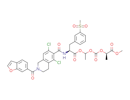 1-(((((R)-1-methoxy-1-oxopropan-2-yl)oxy)carbonyl)oxy)ethyl (2S)-2-(2-(benzofuran-6-carbonyl)-5,7-dichloro-1,2,3,4-tetrahydroisoquinoline-6-carboxamido)-3-(3-(methylsulfonyl)phenyl)propanoate