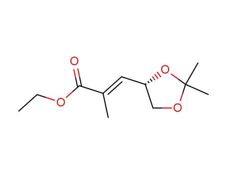 Molecular Structure of 81997-76-4 ((2E)-3-[(4S)-2,2-DiMethyl-1,3-dioxolan-4-yl]-2-Methyl-2-propenoic acid ethyl ester)