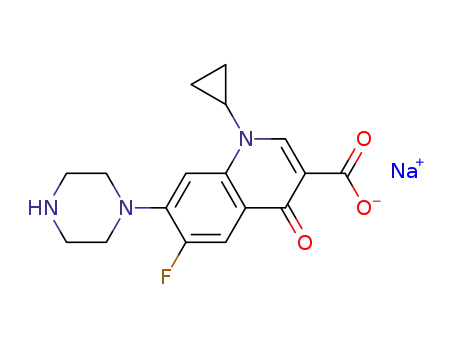 sodium 1-cyclopropyl-6-fluoro-1,4-dihydro-4-oxo-7-(1-piperazinyl)quinolone-3-carboxylate