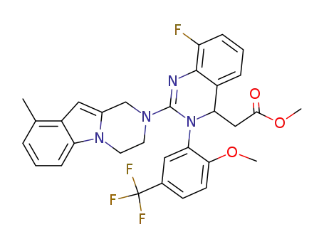 [8-fluoro-3-(2-methoxy-5-trifluoromethyl-phenyl)-2-(9-methyl-3,4-dihydro-1H-pyrazino[1,2-a]indol-2-yl)-3,4-dihydro-quinazolin-4-yl]acetic acid methyl ester