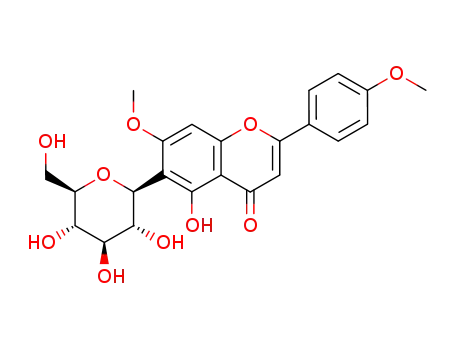 Molecular Structure of 21089-34-9 (4H-1-Benzopyran-4-one,6-&acirc;-Dglucopyranosyl- 5-hydroxy-7-methoxy-2-(4- methoxyphenyl)- )