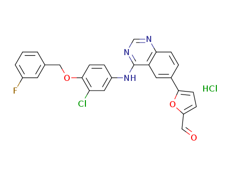 5-[4-[3-chloro-4-[(3-fluorophenyl)methoxy]anilino]quinazolin-6-yl]furan-2-carbaldehyde,hydrochloride