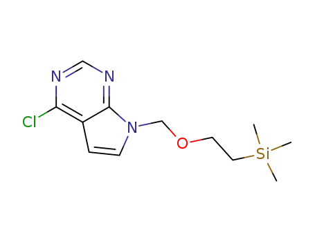 Molecular Structure of 941685-26-3 (4-CHLORO-7-((2-(TRIMETHYLSILYL)ETHOXY)METHYL)-7H-PYRROLO[2,3-D]PYRIMIDINE)