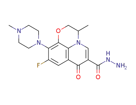(+/-)-9-fluoro-2,3-dihydro-3-methyl-10-(4-methyl-1-piperazinyl)-7-oxo-7H-pyrido[1,2,3-de]-1,4-benzoxazine-6-carboxylhydrazide
