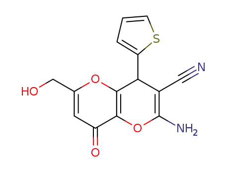2-amino-4-(thiophen-2-yl)-4,8-dihydro-6-(hydroxymethyl)-8-oxo-pyrano[3,2-b]pyran-3-carbonitrile