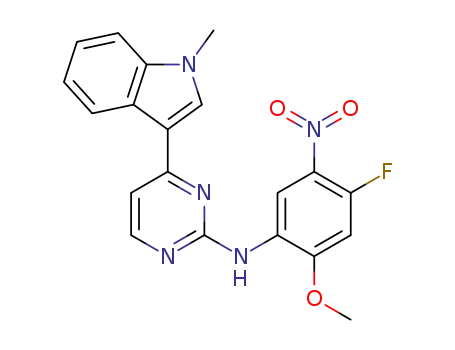 Molecular Structure of 1421372-94-2 (N-(4-fluoro-2-Methoxy-5-nitrophenyl)-4-(1-Methylindol-3-yl)pyriMidin-2-aMine)