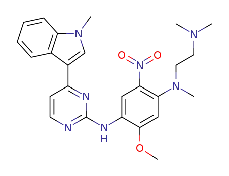 Molecular Structure of 1421372-67-9 (1,4-BenzenediaMine, N1-[2-(diMethylaMino)ethyl]-5-Methoxy-N1-Methyl-N4-[4-(1-Methyl-1H-indol-3-yl)-2-pyriMidinyl]-2-nitro-)