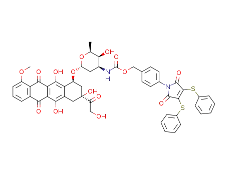 {3-hydroxy-2-methyl-6-[3,5,12-trihydroxy-3-(2-hydroxy-acetyl)-10-methoxy-6,11-dioxo-1,2,3,4,6,11-hexahydro-naphthacen-1-yloxy]-tetrahydro-pyran-4-yl}-carbamic acid 4-(2,5-dioxo-3,4-bis-phenylsulfanyl-2,5-dihydro-pyrrol-1-yl)-benzyl ester