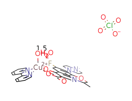 [copper(II)(ofloxacin(-H))(2,2'-bipyridyl)(H2O)](perchlorate)*1.5H2O