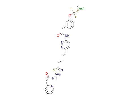 2-(pyridin-2-yl)-N-(5-(4-(6-(2-(3-(trifluoromethoxy)phenyl)acetamido)pyridazin-3-yl)butyl)-1,3,4-thiadiazol-2-yl)acetamide hydrochloride
