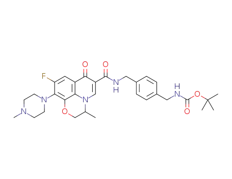 tert-butyl (4-((9-fluoro-3-methyl-10-(4-methylpiperazin-1-yl)-7-oxo-2,3-dihydro-7H-[1,4]oxazino[2,3,4-ij]quinoline-6-carboxamido)methyl)benzyl)carbamate
