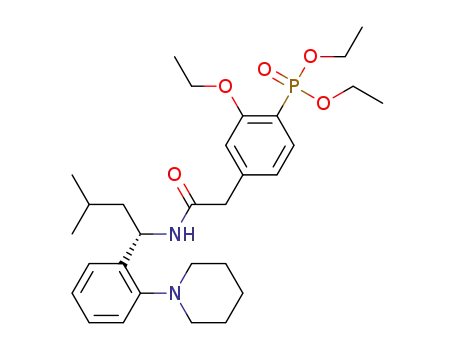 diethyl (2-ethoxy-4-(2-((3-methyl-1-(2-(piperidin-1-yl)phenyl)butyl)amino)-2-oxoethyl)phenyl)phosphonate