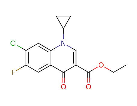 Molecular Structure of 86483-54-7 (7-CHLORO-1-CYCLOPROPYL-6-FLUORO-4-OXO-1,4-DIHYDRO-QUINOLINE-3-CARBOXYLIC ACID ETHYL ESTER)