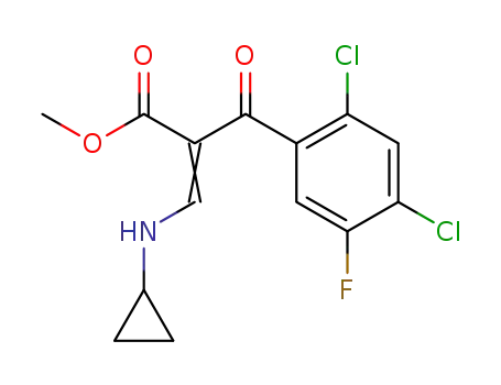 Molecular Structure of 105392-26-5 (METHYL 3-(CYCLOPROPYLAMINO)-2-(2,4-DICHLORO-5-FLUOROBENZOYL)ACRYLATE)