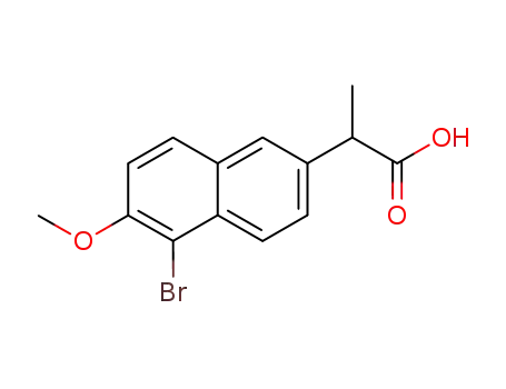 Molecular Structure of 27655-95-4 ((±)-5-bromo-6-methoxy-alpha-methylnaphthalene-2-acetic acid)