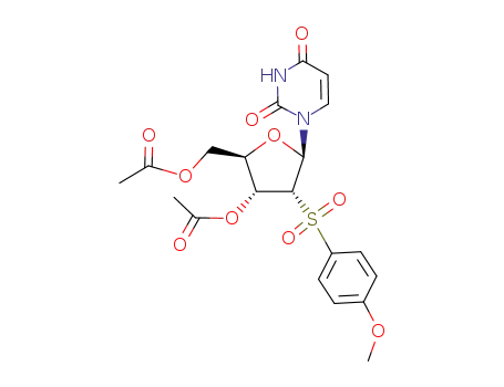Molecular Structure of 139705-96-7 (Uridine, 2'-deoxy-2'-[(4-methoxyphenyl)sulfonyl]-, 3',5'-diacetate)