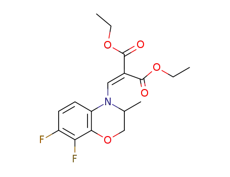 Molecular Structure of 86760-99-8 (Propanedioic acid,
[(7,8-difluoro-2,3-dihydro-3-methyl-4H-1,4-benzoxazin-4-yl)methylene]-,
diethyl ester)