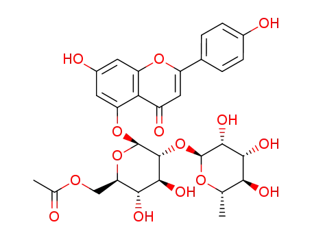 Molecular Structure of 125300-52-9 (4H-1-Benzopyran-4-one,5-[[6-O-acetyl-2-O-(6-deoxy-a-L-mannopyranosyl)-b-D-glucopyranosyl]oxy]-7-hydroxy-2-(4-hydroxyphenyl)-)