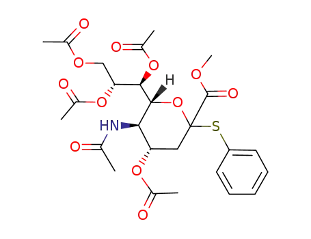 Molecular Structure of 155155-64-9 (METHYL (PHENYL 5-ACETAMIDO-4,7,8,9-TETRA-O-ACETYL-3,5-DIDEOXY-2-THIO-D-GLYCERO-D-GALACTO-2-NONULOPYRANOSID)ONATE)