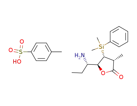 (+/-)-(3R*,4R*,5S*)-5-((1'S*)-aminopropyl)-3-methyl-4-(phenyldimethylsilyl)-dihydrofuran-2-one, p-toluenesulphonic acid