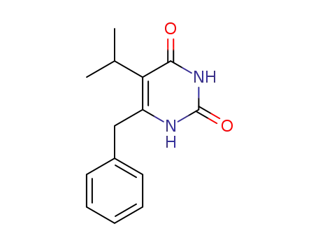 Molecular Structure of 176519-55-4 (2,4(1H,3H)-Pyrimidinedione, 5-(1-methylethyl)-6-(phenylmethyl)-)