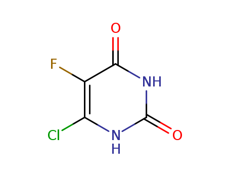 Molecular Structure of 13593-36-7 (2,4(1H,3H)-Pyrimidinedione, 6-chloro-5-fluoro-)