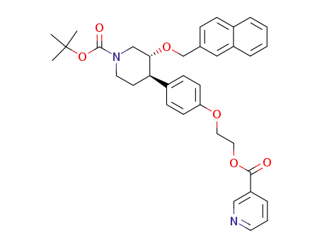 Nicotinic acid 2-{4-[(3R,4R)-1-tert-butoxycarbonyl-3-(naphthalen-2-ylmethoxy)-piperidin-4-yl]-phenoxy}-ethyl ester