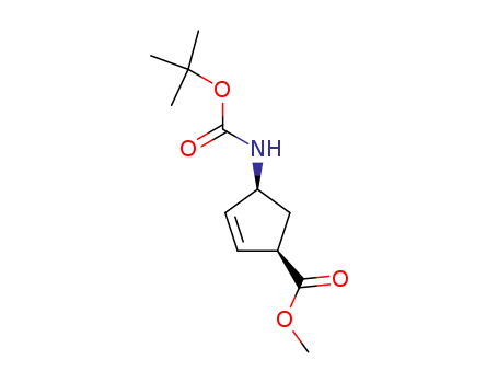 Molecular Structure of 251326-99-5 ((1R-4S)-4-[[(1,1-dimethylethoxy)carbonyl]amino]- 2-Cyclopentene-1-carboxylic acid methyl ester)