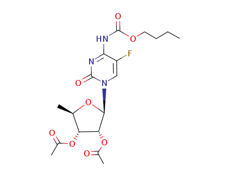 Molecular Structure of 162204-19-5 (Cytidine,N-(butoxycarbonyl)-5'-deoxy-5-fluoro-2',3'-diacetattte)