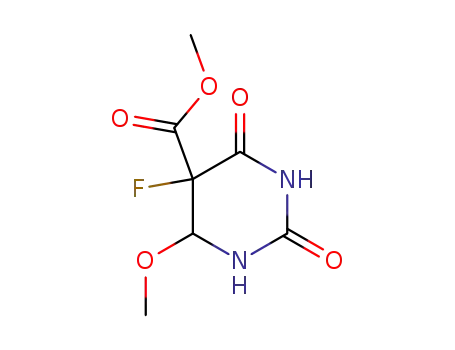 Molecular Structure of 65905-96-6 (methyl 5-fluoro-4-methoxy-2,6-dioxohexahydropyrimidine-5-carboxylate)