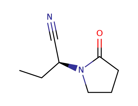 Molecular Structure of 664304-29-4 (1-Pyrrolidineacetonitrile,alpha-ethyl-2-oxo-,(alphaS)-(9CI))
