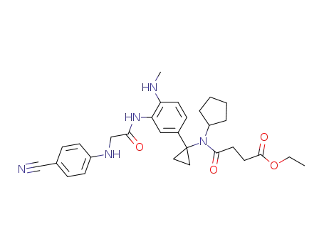 4-[1-(N-(3-ethoxycarbonylpropionyl)-N-cyclopentyl-amino)-cyclopropyl]-2-(4-cyanophenyl)-aminomethylcarbonylamino-N-methyl-aniline
