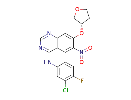 4-[(3-chloro-4-fluorophenyl)amino]-6-nitro-7-[(S)-(tetrahydrofuran-3-yl)oxy]quinazoline