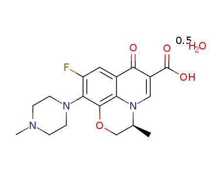(-)-9-fluoro-3-methyl-10(4-methyl-1-piperazinyl)-7-oxo-2,3-dihydro-7H-pyrido [1,2,3-de]-1,4-benzoxazine-6-carboxylic acid hemihydrate