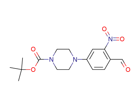 Molecular Structure of 904896-12-4 (1-Piperazinecarboxylic acid, 4-(4-formyl-3-nitrophenyl)-,
1,1-dimethylethyl ester)