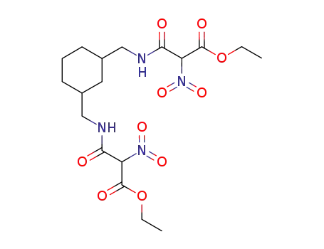 Molecular Structure of 391894-57-8 (Propanoic acid,
3,3'-[1,3-cyclohexanediylbis(methyleneimino)]bis[2-nitro-3-oxo-, diethyl
ester)