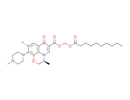 (3S)-6-[(decanoyloxy)methyl] 9-fluoro-2,3-dihydro-3-methyl-10-(4-methyl-1-piperazinyl)-7-oxo-7H-pyrido[1,2,3-de]-1,4-benzoxazine-6-carboxylate