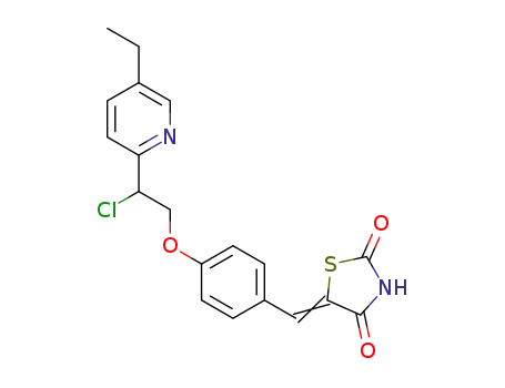 Molecular Structure of 646519-94-0 (2,4-Thiazolidinedione,
5-[[4-[2-chloro-2-(5-ethyl-2-pyridinyl)ethoxy]phenyl]methylene]-)