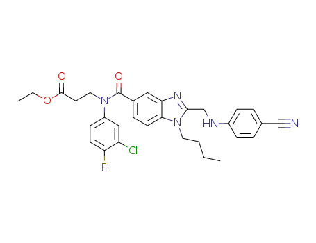 3-[{1-butyl-2-[(4-cyanophenylamino)methyl]-1H-benzoimidazole-5-carbonyl} (3-chloro-4-fluorophenyl)amino]propionic acid ethyl ester