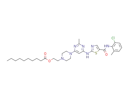 2-(4-(6-((5-((2-chloro-6-methylphenyl)carbamoyl)thiazol-2-yl)amino)-2-methylpyrimidin-4-yl)piperazin-1-yl)ethyl decanoate