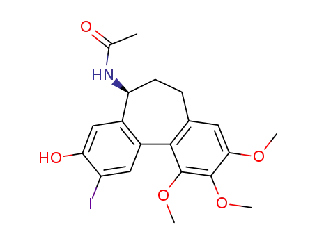Molecular Structure of 38838-27-6 (N-(3-hydroxy-2-iodo-9,10,11-trimethoxy-6,7-dihydro-5H-dibenzo[a,c][7]annulen-5-yl)acetamide)