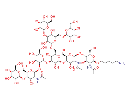 5-aminopentyl β-D-galactopyranosyl-(1→4)-2-acetamido-2-deoxy-β-D-glucopyranosyl-(1→2)-α-D-mannopyranosyl-(1→3)-[di(α-D-mannopyranosyl)-(1→3),(1→6)-α-D-mannopyranosyl-(1→6)]-β-D-mannopyranosyl-(1→4)-2-acetamido-2-deoxy-β-D-glucopyranosyl-(1→4)-2-acetamido-2-deoxy-β-D-glucopyranoside