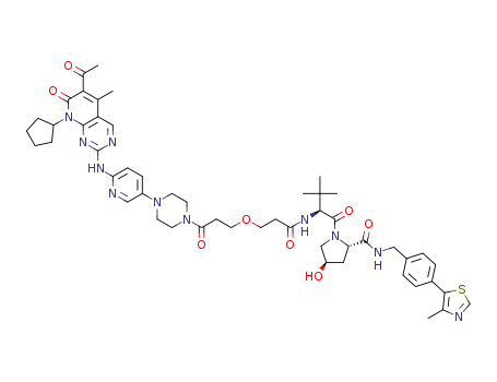 (2S,4R)-1-((S)-2-(3-(3-(4-(6-((6-acetyl-8-cyclopentyl-5-methyl-7-oxo-7,8-dihydropyrido[2,3-d]pyrimidin-2-yl)amino)pyridin-3-yl)piperazin-1-yl)-3-oxopropoxy)propanamido)-3,3-dimethylbutanoyl)-4-hydroxy-N-(4-(4-methylthiazol-5-yl)benzyl)pyrrolidine-2-carboxamide