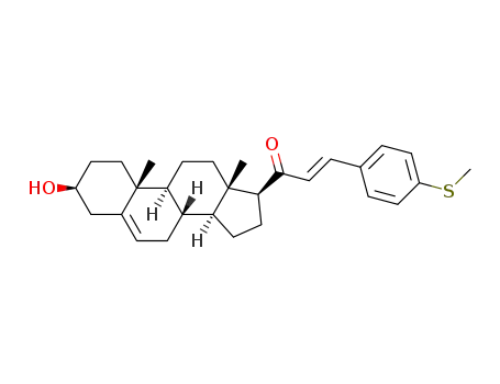 (2E)-3-(4-(methylthio)phenyl)-1-((10R,13S)-2,3,4,7,8,9,10,11,12,13,14,15,16,17-tetradecahydro-3(β)-hydroxy-10,13-dimethyl-1H-cyclopenta[a]phenanthren-17(β)-yl)prop-2-en-1-one