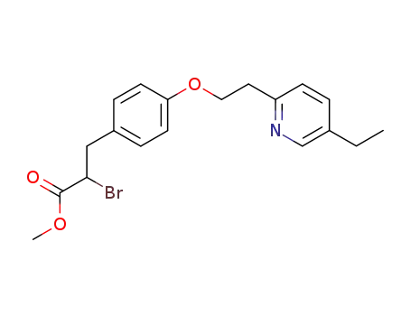 Molecular Structure of 105355-25-7 (2-Bromo-3-[4-(2-(5-ethyl-2-pyridyl)ethoxy)phenyl]propionic acid methyl ester)