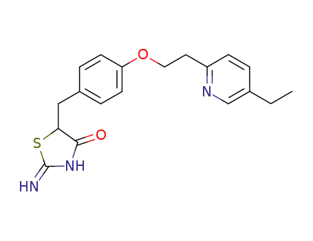 Molecular Structure of 105355-26-8 (5-{4-[2-(5-Ethyl-2-pyridyl)ethoxy]benzyl}-2-imino-4-thiazolidinone)